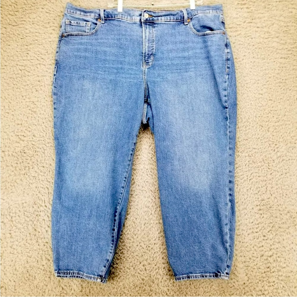 Old Navy Jeans Womens 26 Plus OG Straight High Rise Faded Blue Stretch Shaping